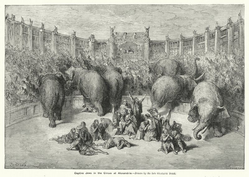 Judíos cautivos en el circo de Alejandría de Gustave Dore