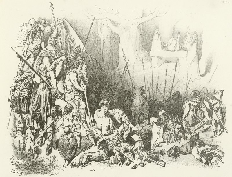 Adoración druida - Un sacrificio humano (gravura) de Gustave Dore