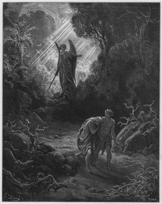 Biblia de Gustave Doré: Adán y Eva expulsados del Edén de Gustave Dore