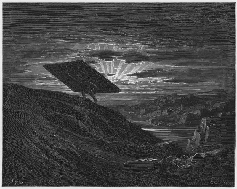 Biblia de Gustave Doré: Sansón llevándose las puertas de Gaza de Gustave Dore