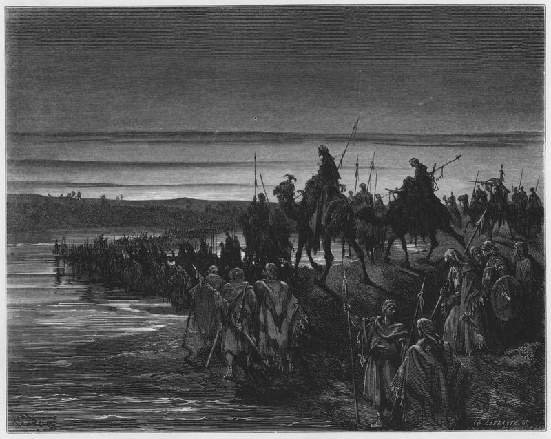 Biblia de Gustave Doré: Los hijos de Israel cruzando el Jordán de Gustave Dore