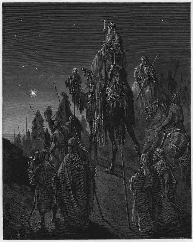 Los sabios guiados por la estrella de Gustave Dore