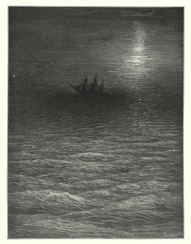 Ilustración de Gustave Dore para Rime of the Ancient Mariner de Coleridge (grabado) de Gustave Dore