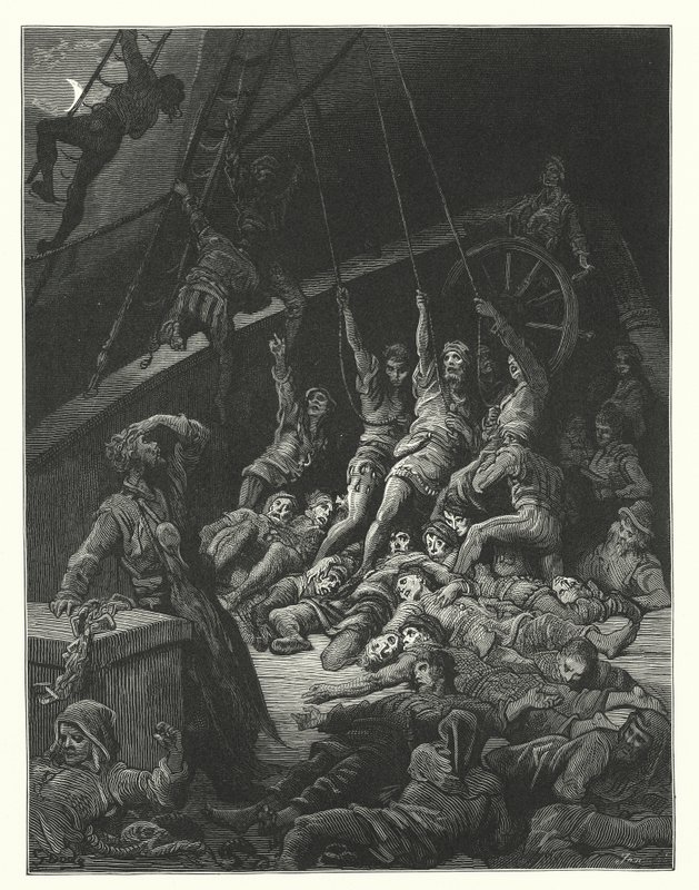 Ilustración de Gustave Dore para Rime of the Ancient Mariner de Coleridge (grabado) de Gustave Dore
