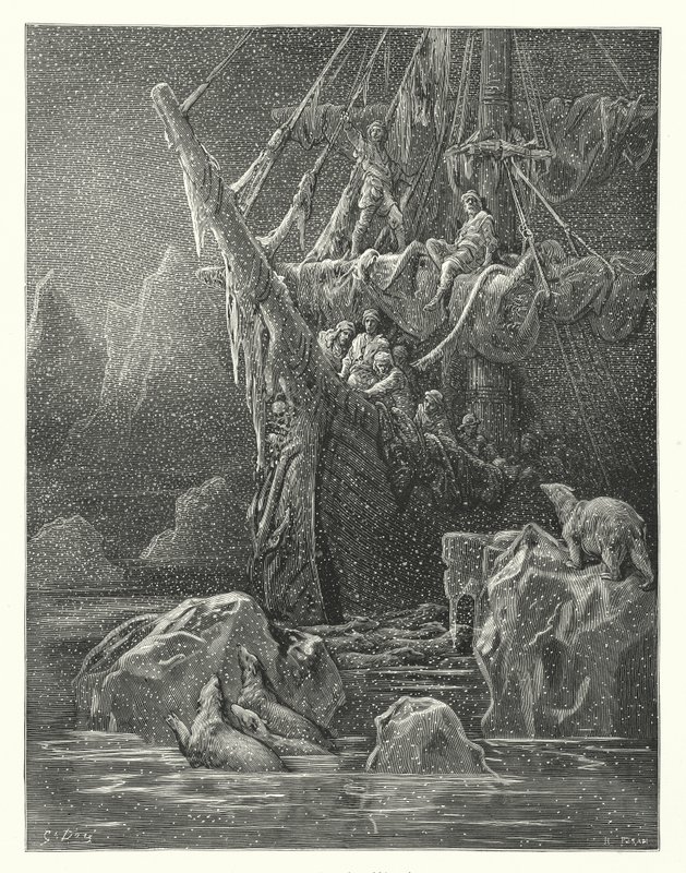 Ilustración de Gustave Dore para Rime of the Ancient Mariner de Coleridge (grabado) de Gustave Dore