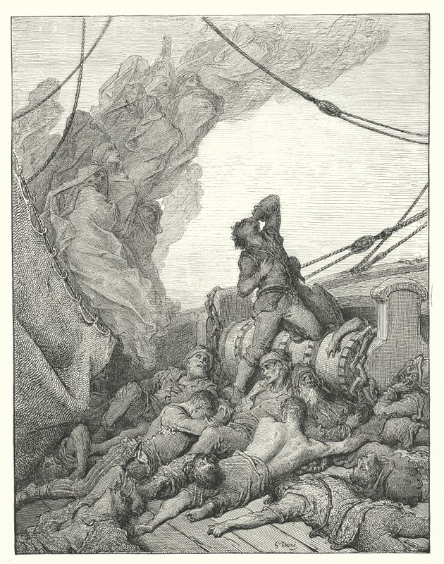 Ilustración de Gustave Dore para Rime of the Ancient Mariner de Coleridge (grabado) de Gustave Dore
