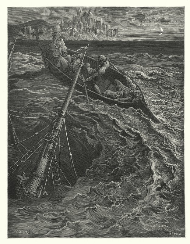 Ilustración de Gustave Dore para Rime of the Ancient Mariner de Coleridge (grabado) de Gustave Dore