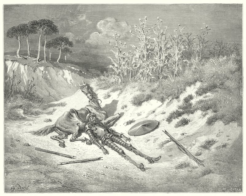 Don Quijote de Gustave Doré: "¡Ay! ¿dónde estás, querida dama, que no lamentas mi desgracia?" de Gustave Dore