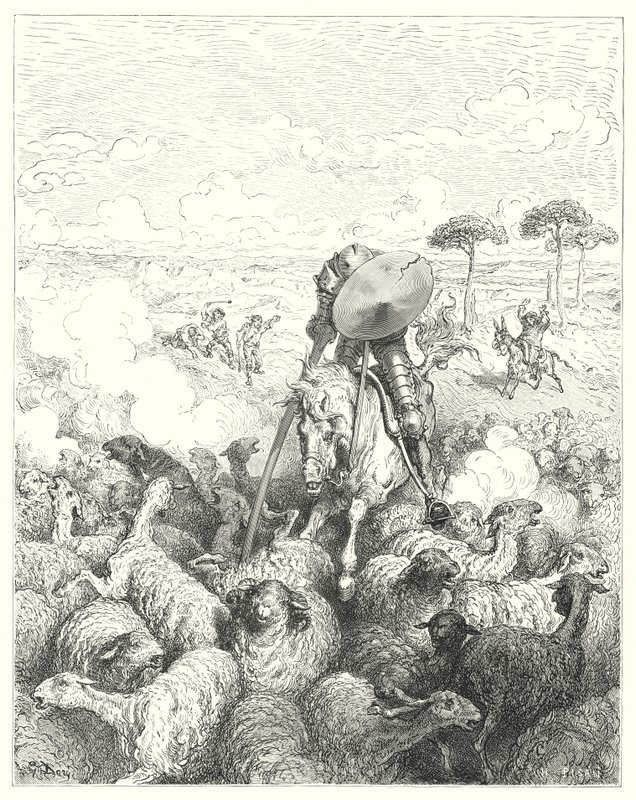 Don Quijote de Gustave Doré: "Arremetió contra el escuadrón de ovejas" de Gustave Dore