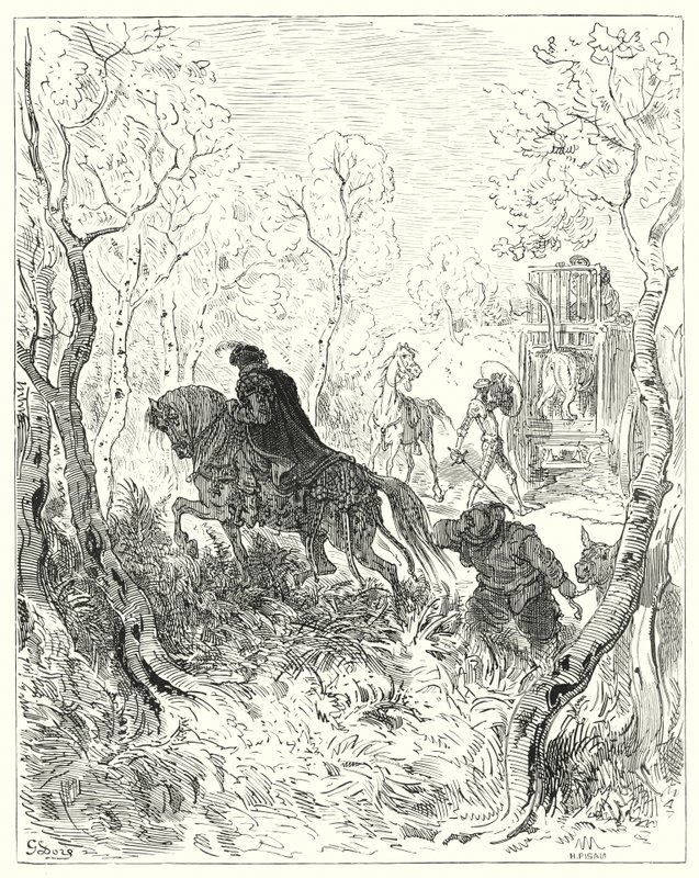 Don Quijote de Gustave Doré: "Se apostó justo frente a la puerta de la jaula" de Gustave Dore