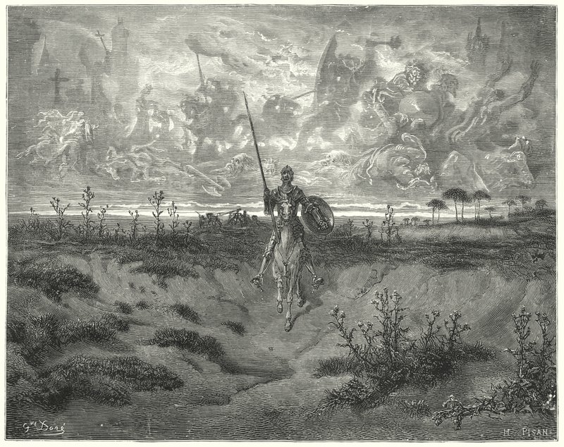 Don Quijote de Gustave Doré: "Viajó casi todo el día" (grabado) de Gustave Dore