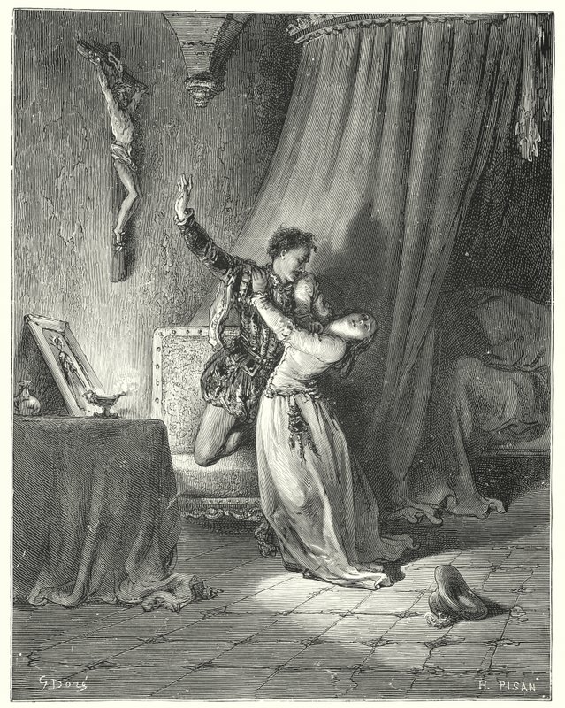 Don Quijote de Gustave Doré: "Soy tuyo en este momento, hermosa Dorotea: mira, te doy aquí mi mano para ser tuyo" (grabado) de Gustave Dore