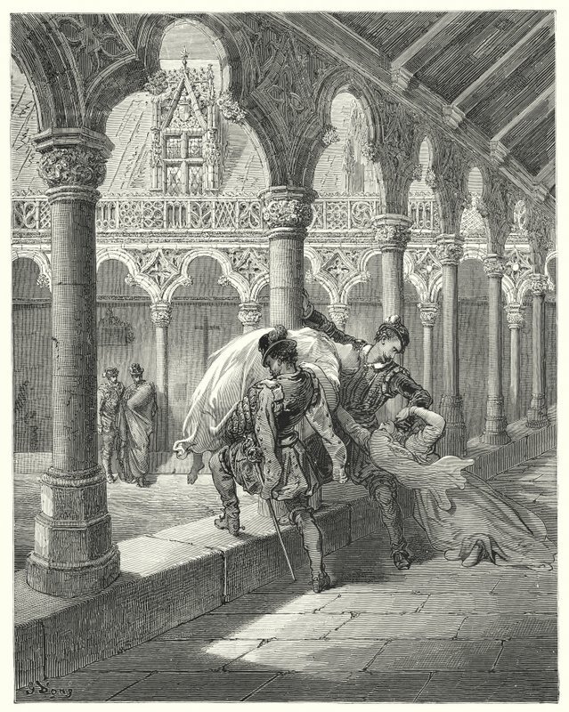 Don Quijote de Gustave Doré: "Lucinda, al encontrarse en su poder, se desmayó" (grabado) de Gustave Dore