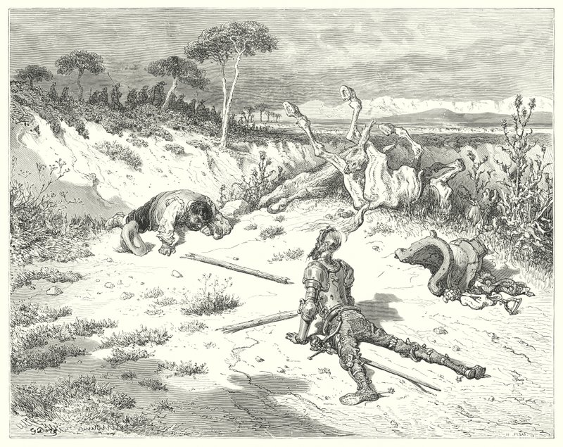 Don Quijote de Gustave Doré: "Sancho, siempre he oído decir que hacer un favor a los villanos es como echar agua al mar" de Gustave Dore