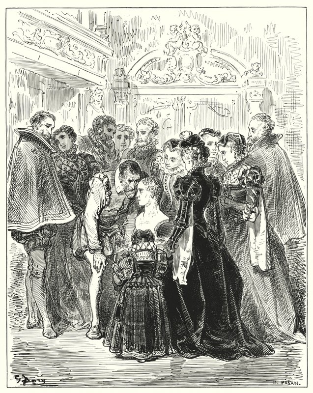 Don Quijote de Gustave Doré: "Dime, oráculo," dijo él, "¿lo que conté de mis aventuras en la cueva de Montesinos fue un sueño o realidad?" de Gustave Dore