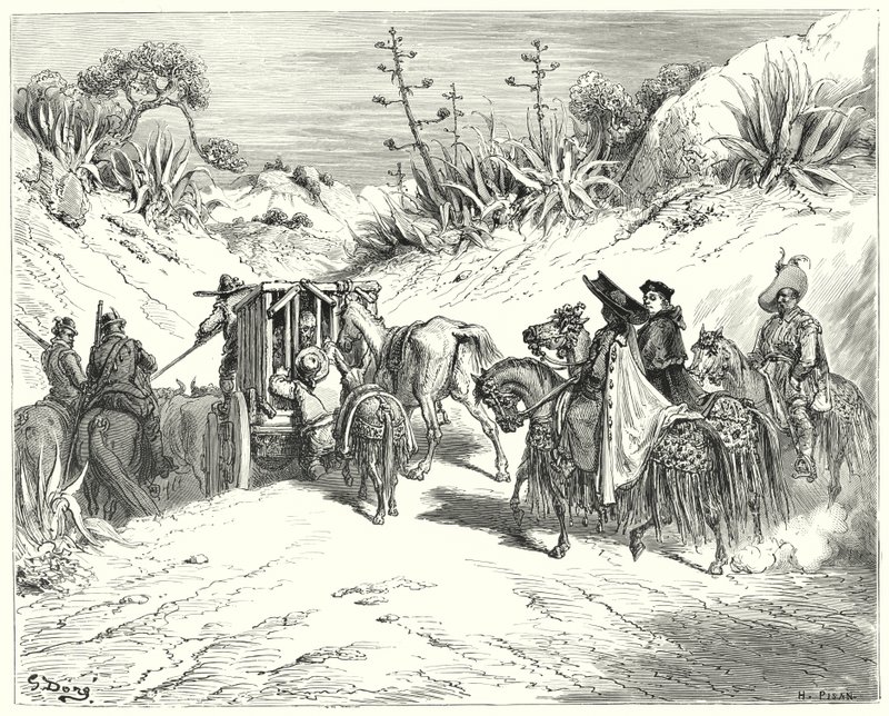 Don Quijote de Gustave Doré: "El cura estaba muy atento y lo consideraba un hombre de juicio sano" de Gustave Dore