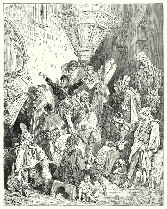 Don Quijote de Gustave Doré: "No había país en la faz de la tierra que no hubiera visto, ni batalla en la que no hubiera participado" de Gustave Dore