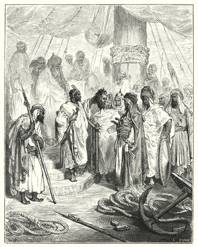 Don Quijote de Gustave Doré: "Le cortaron la cabeza y la llevaron al general turco" de Gustave Dore