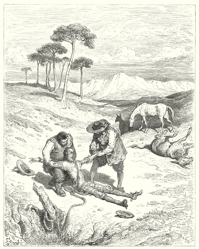 Don Quijote de Gustave Doré: "Descubrieron que tenía los ojos cerrados, como si estuviera profundamente dormido" de Gustave Dore