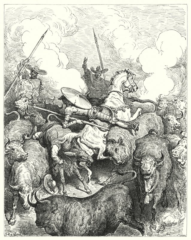 Don Quijote de Gustave Doré: "Los pisotearon a un ritmo despiadado" de Gustave Dore