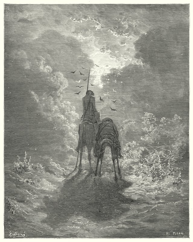 Don Quijote de Gustave Doré: "Dormimos tan profundamente como si tuviéramos cuatro colchones de plumas debajo de nosotros" de Gustave Dore