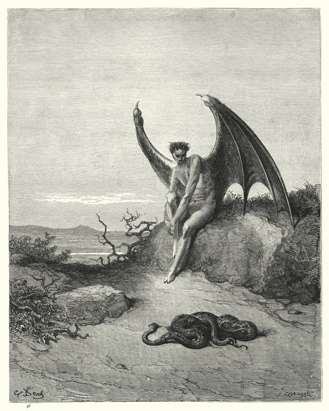 Ilustración de Gustave Doré para El paraíso perdido de Milton, Libro IX, líneas 182, 183 de Gustave Dore