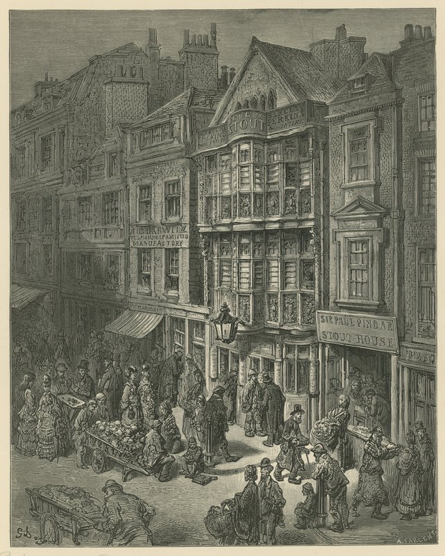 Ilustración que representa la calle Bishopsgate de Gustave Dore
