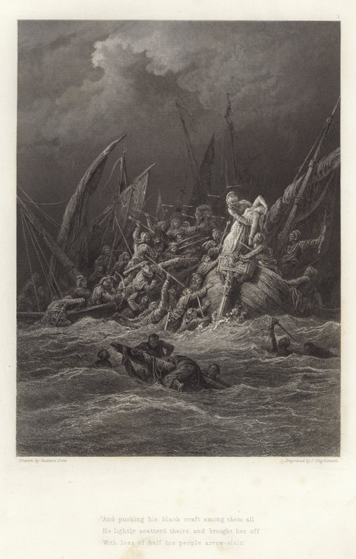 Ilustración para Vivien de Alfred Tennyson de Gustave Dore