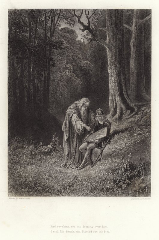 Ilustración para Vivien de Alfred Tennyson de Gustave Dore