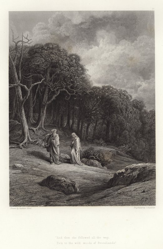 Ilustración para Vivien de Alfred Tennyson de Gustave Dore