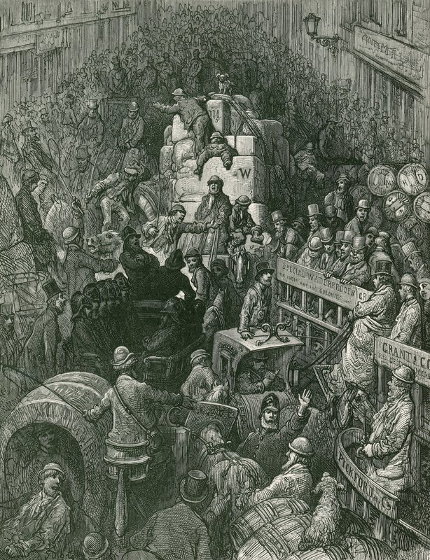 Escena de calle en Londres de Gustave Dore