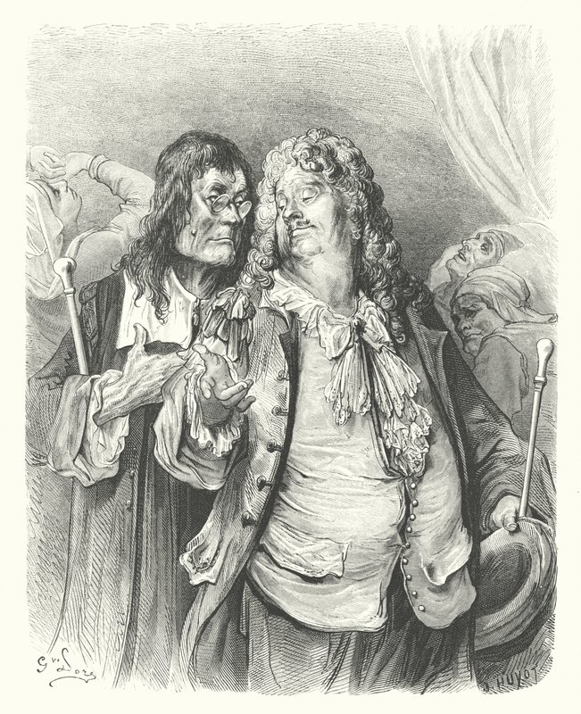Las Fábulas de La Fontaine: Los Doctores (grabado) de Gustave Dore