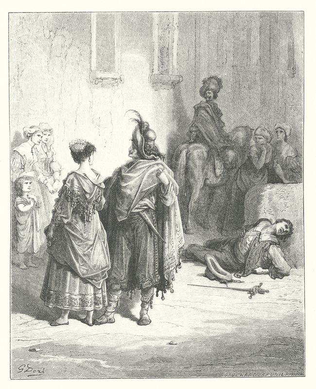 Las Fábulas de La Fontaine: Las dos aves (grabado) de Gustave Dore