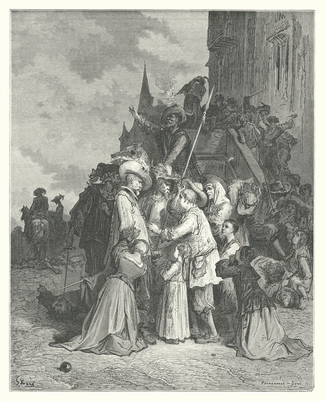 Las Fábulas de La Fontaine: Los buitres y las palomas (grabado) de Gustave Dore