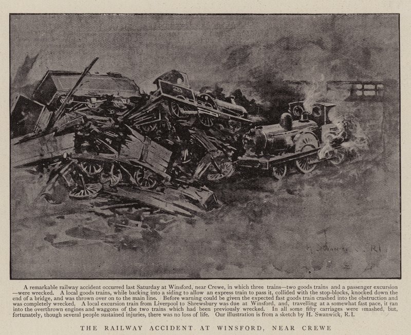 El accidente ferroviario en Winsford, cerca de Crewe de H. G. Swanwick