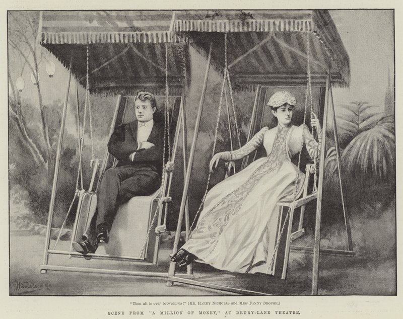 Escena de Un Millón de Dinero, en el Teatro Drury-Lane de H. Saunders