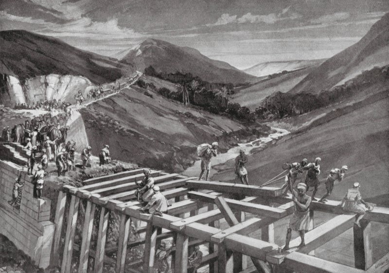 La presa de Marib (litografía) de H. M. (after) Burton