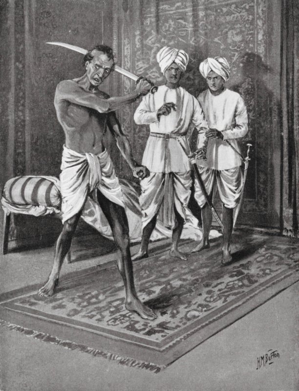 Último acto de Malik Naib Kafur, 1316 d.C. (litografía) de H. M. (after) Burton