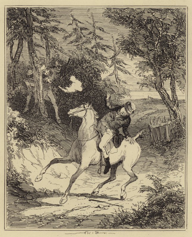 Los luditas disparando al Sr. Horsfall (grabado) de Hablot Knight (1815 92) (after) Browne