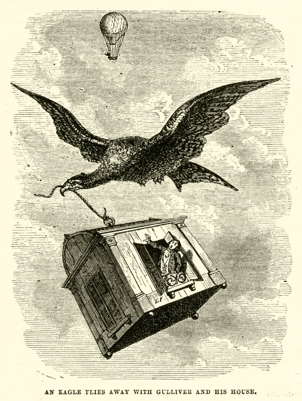 Un águila se lleva a Gulliver y su casa (grabado) de after Hablot Knight Browne