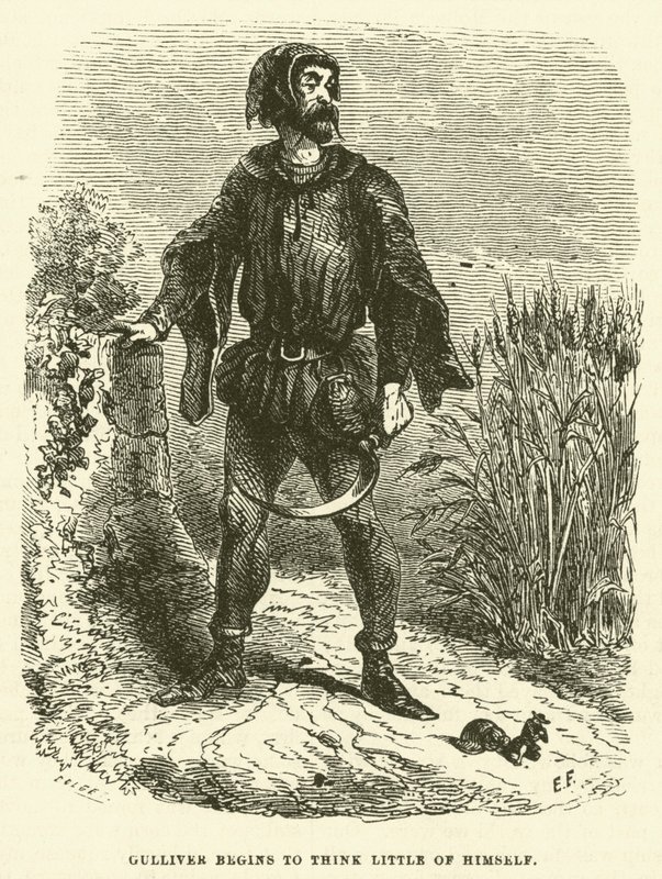 Gulliver empieza a pensar poco de sí mismo (grabado) de after Hablot Knight Browne