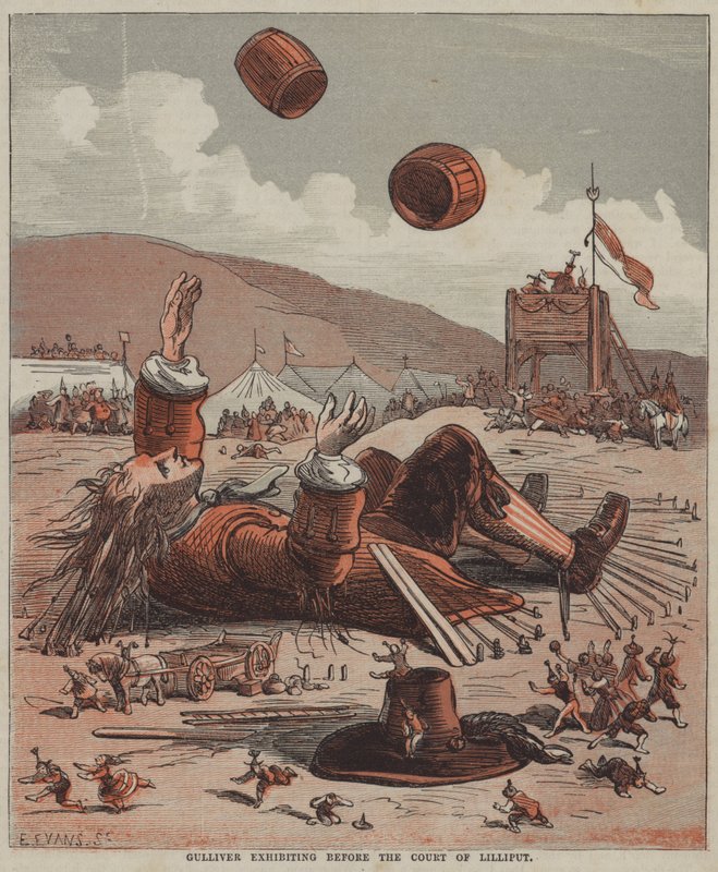 Gulliver exhibiéndose ante la corte de Lilliput de after Hablot Knight Browne