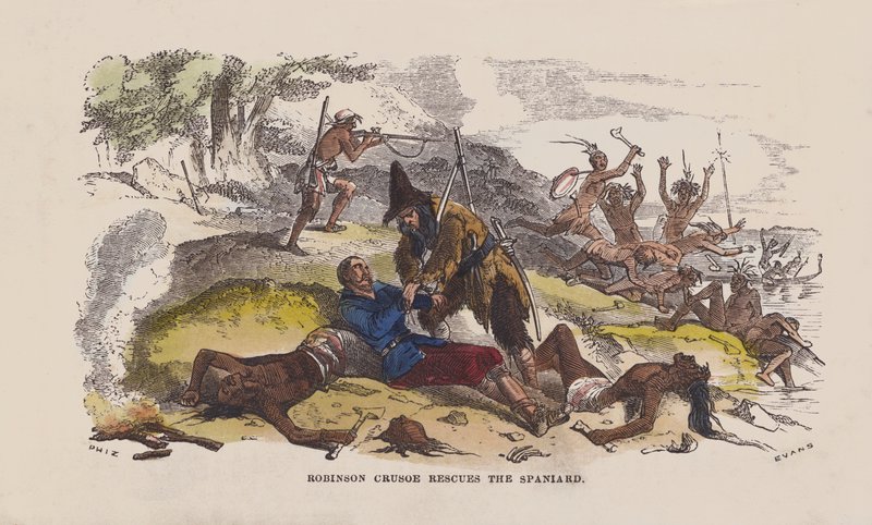Robinson Crusoe rescata al español de after Hablot Knight Browne