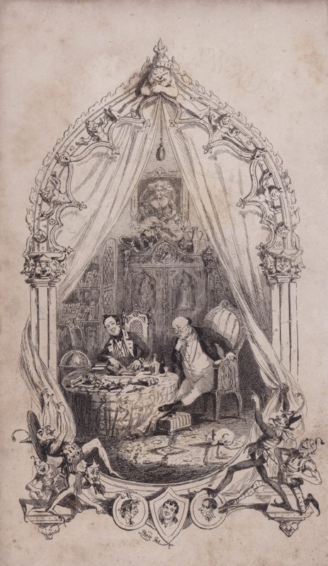 Samuel Pickwick y Alfred Jingle, ilustración de la novela Los papeles póstumos del Club Pickwick de Charles Dickens de after Hablot Knight Browne
