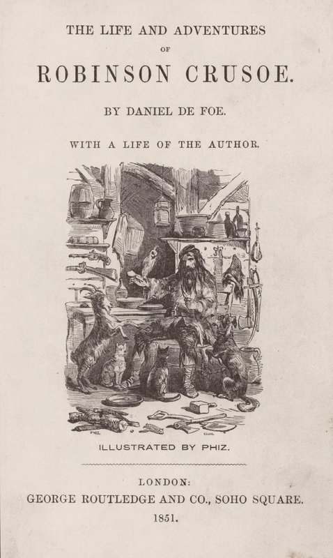 Portada de La Vida y Aventuras de Robinson Crusoe de after Hablot Knight Browne