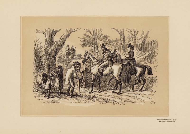Bocetos de caza, nº 12, La propina navideña del terrateniente (grabado) de Hablot Knight (1815 92) Browne