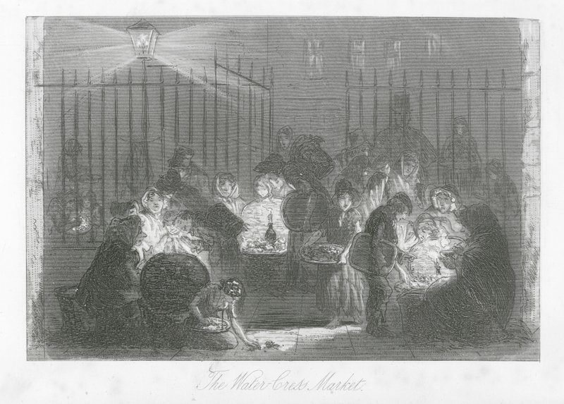 Calles de Londres: The Water-Cress Market (grabado) de Hablot Knight (1815 92) Browne