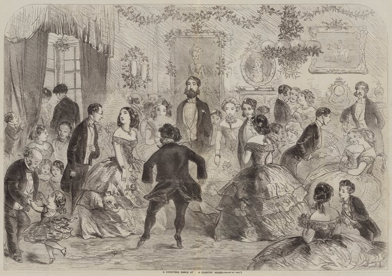 Un baile de Navidad en una casa de campo de Hablot Knight Browne