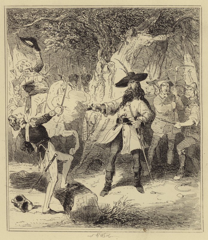 Courtenay Disparando al Teniente Bennett de Hablot Knight Browne