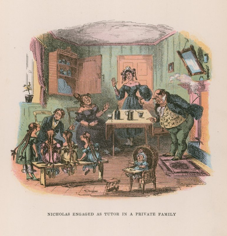 Ilustración para Nicholas Nickleby de Hablot Knight Browne